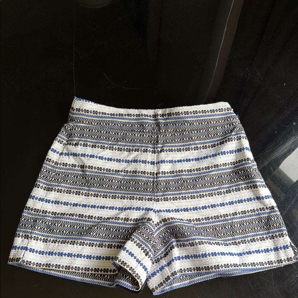 Striped Blue and White Knit Women's Shorts